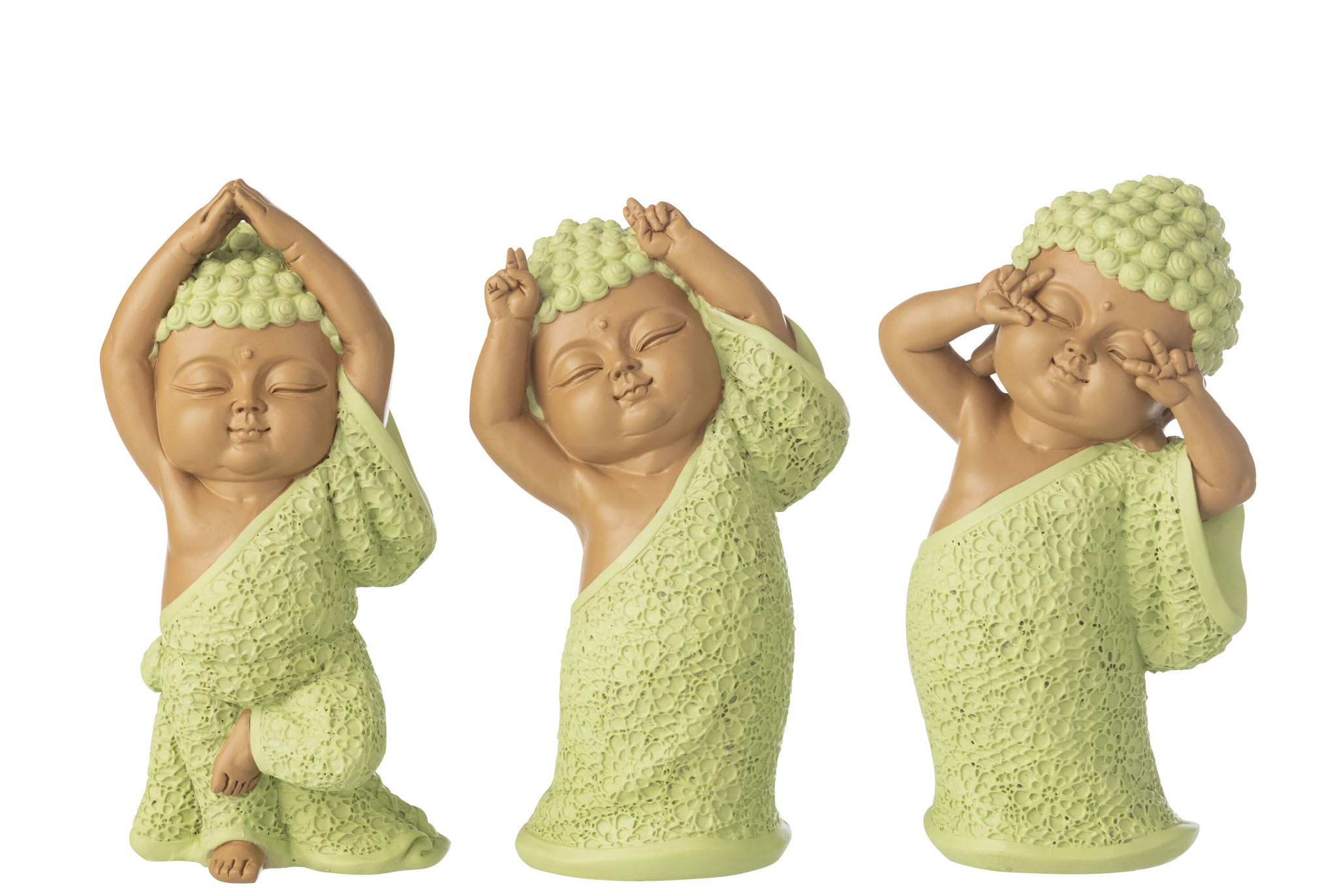 Beeld Preirnal Polyresin Groen H20 cm - Set van 3