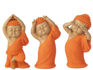 Beeld Tuvis Polyresin Oranje H20 cm - Set van 3