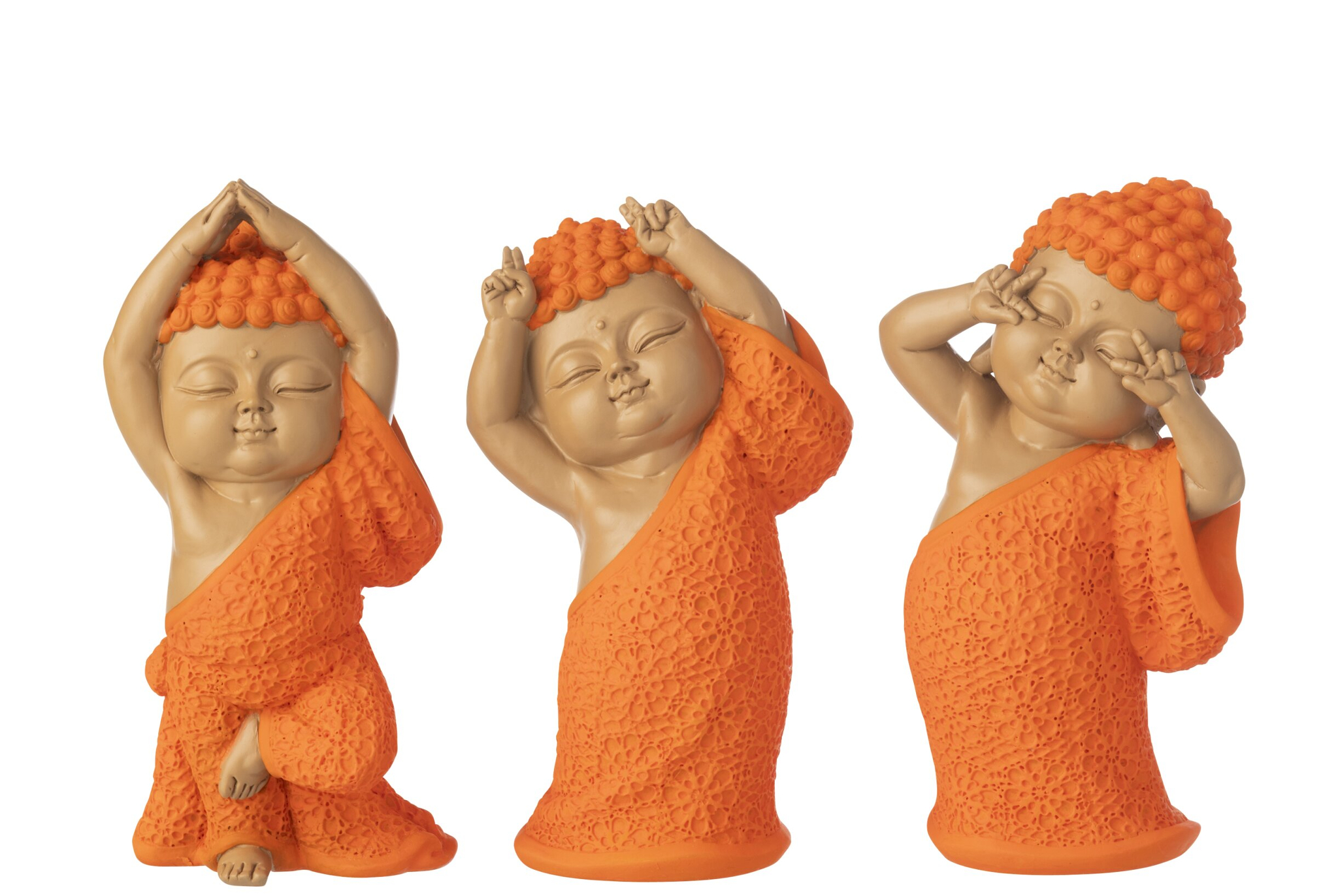 Beeld Tuvis Polyresin Oranje H20 cm - Set van 3