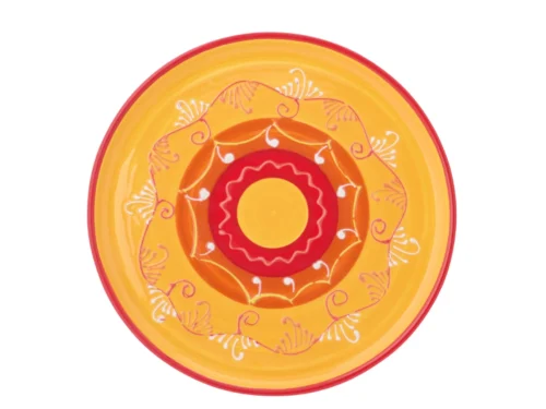 Bord Briebino keramiek oranje, rond 34 cm met decoratief patroon en warme uitstraling