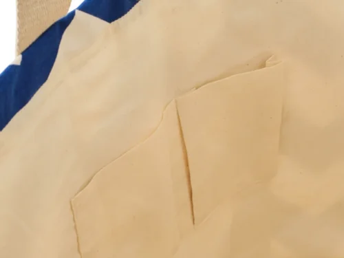 Tas Slokis katoen strandtas wit-blauw, met ruime binnenkant, vakken en stevige hengsels, set van 2