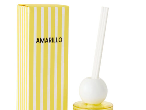 Geurstokjes Neeska Geel met frisse Citrus sense, gele diffuser en witte stokjes, elegante woonaccessoire