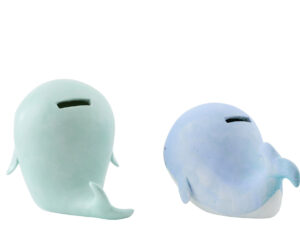 Spaarpot Boomes Polyresin Blauw - Set van 2