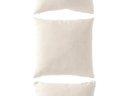 Set van 3 Kussen Seiland groen ecru, vierkant 45x45 cm, natuurlijke linnenlook sierkussens
