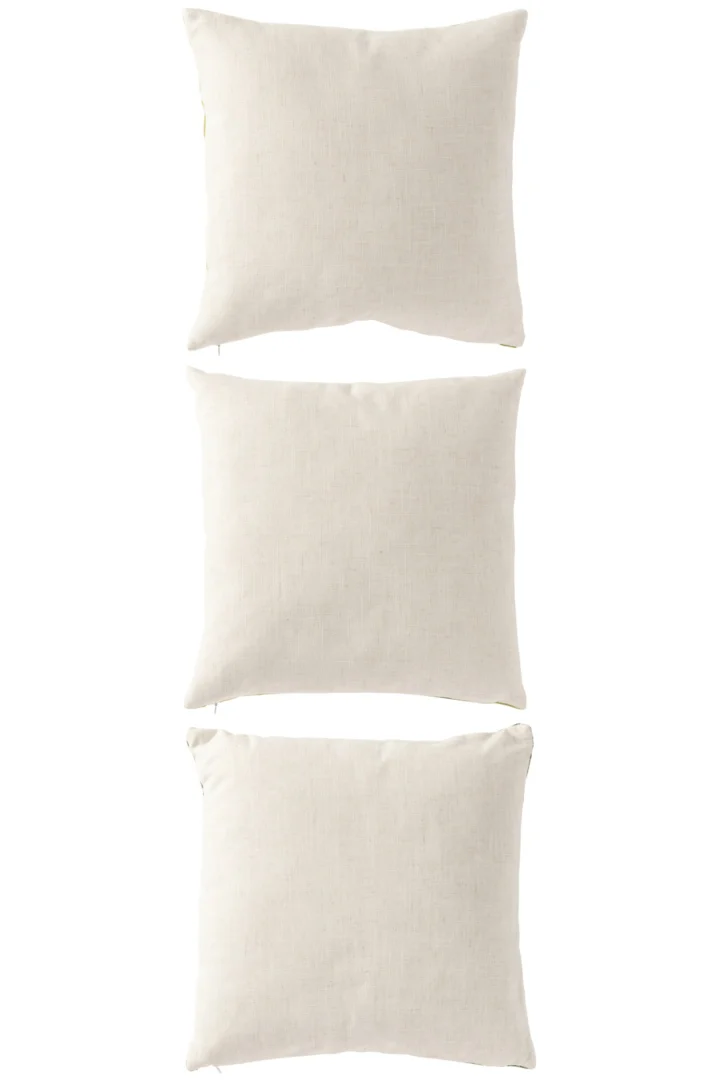 Set van 3 Kussen Seiland groen ecru, vierkant 45x45 cm, natuurlijke linnenlook sierkussens