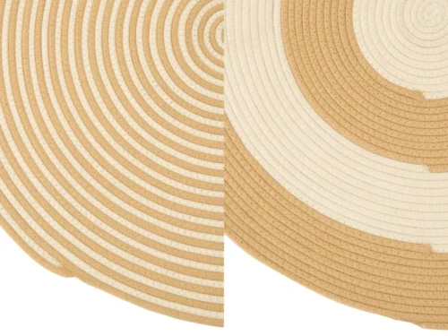 Vloerkleed Prievir Naturel set van 2, rond 80 cm, met gestreept naturel-wit patroon