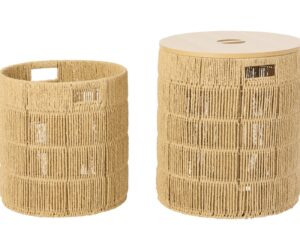 Mand Ginsum Metaal Naturel - Set van 2