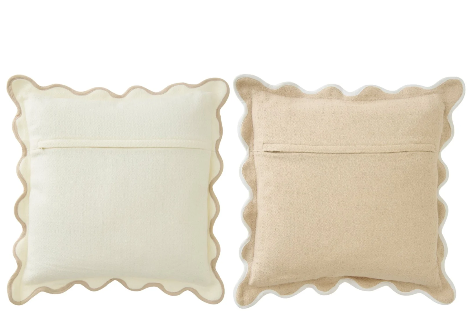 Set van 2 Loonano sierkussens 45 x 45 cm in crème en beige, van katoen met golvende rand