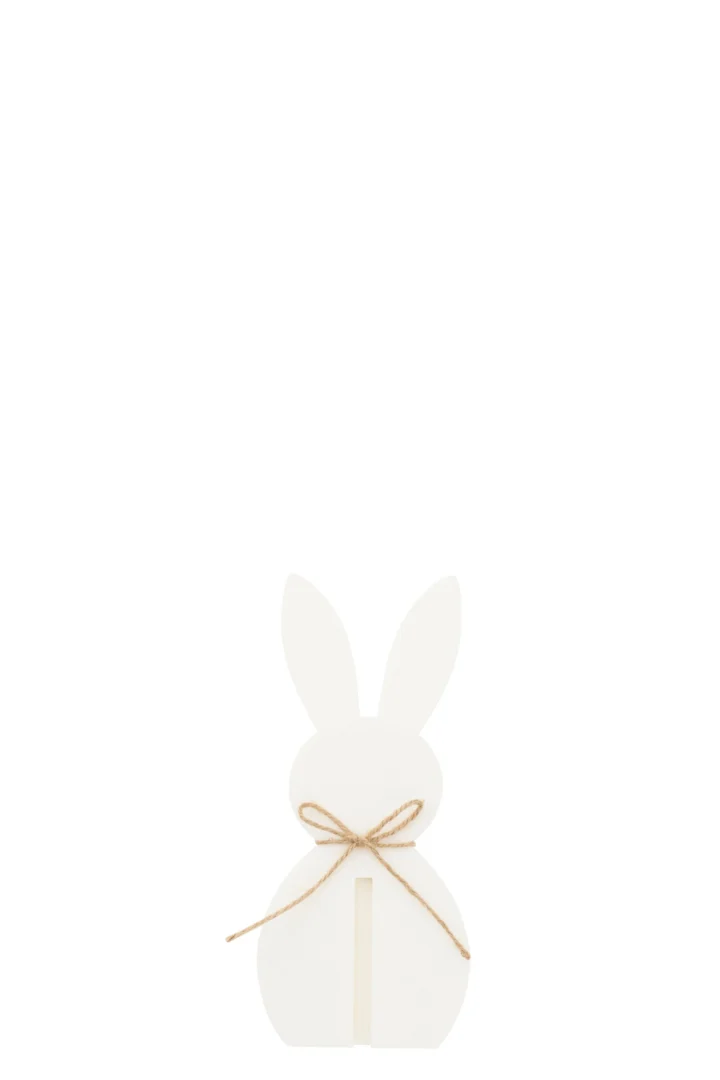 Witte konijnen decoratie Timmond van vilt met touw, H26 cm, sfeervol woonaccessoire