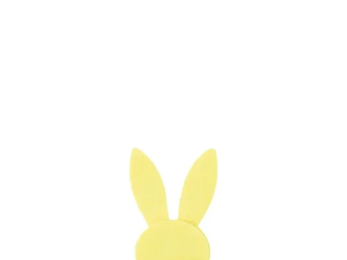 Decoratiefiguur Pulden vilt geel, bunny met strikje, 26 cm hoog voor vrolijke paasdecoratie