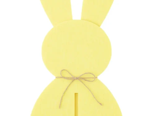 Decoratiefiguur Fleesson geel vilten konijn H60 cm met strik en speelse paasuitstraling