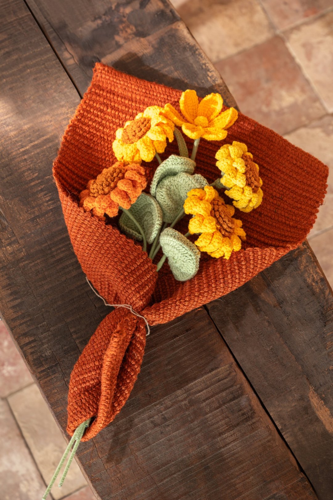 Kunstbloem Staubas Polyester Oranje - Set van 2