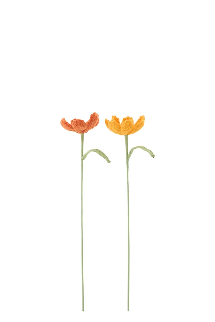 Kunstbloem Staubas Polyester Oranje - Set van 2 - Afbeelding 2