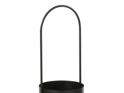 Bloempot Jakond Metaal Zwart H36 cm met hoge booggreep en slanke cilindervorm