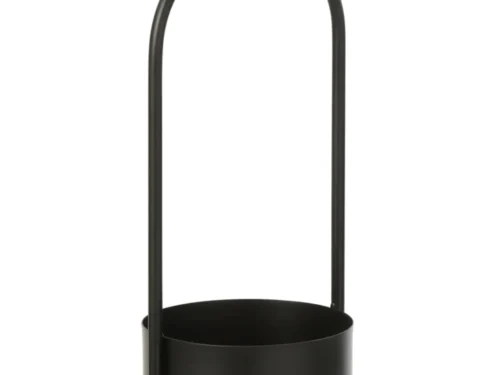 Bloempot Juskek zwart met metalen booghandvat en slank silhouet, H42 cm