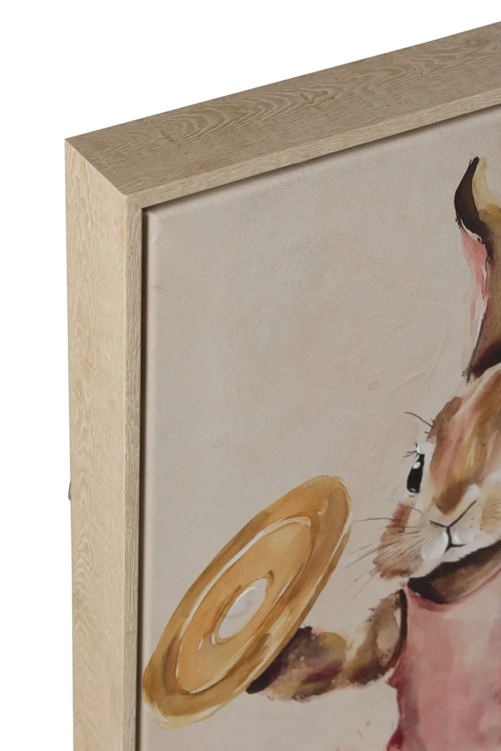 Schilderij Raakoro Meerkleurig set van 4 met houten lijst en speelse dierenprint in warme tinten