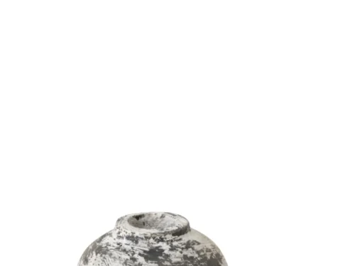 Pot Nani terracotta zwart H15 cm, decoratieve ronde pot met verweerde zwart-witte afwerking