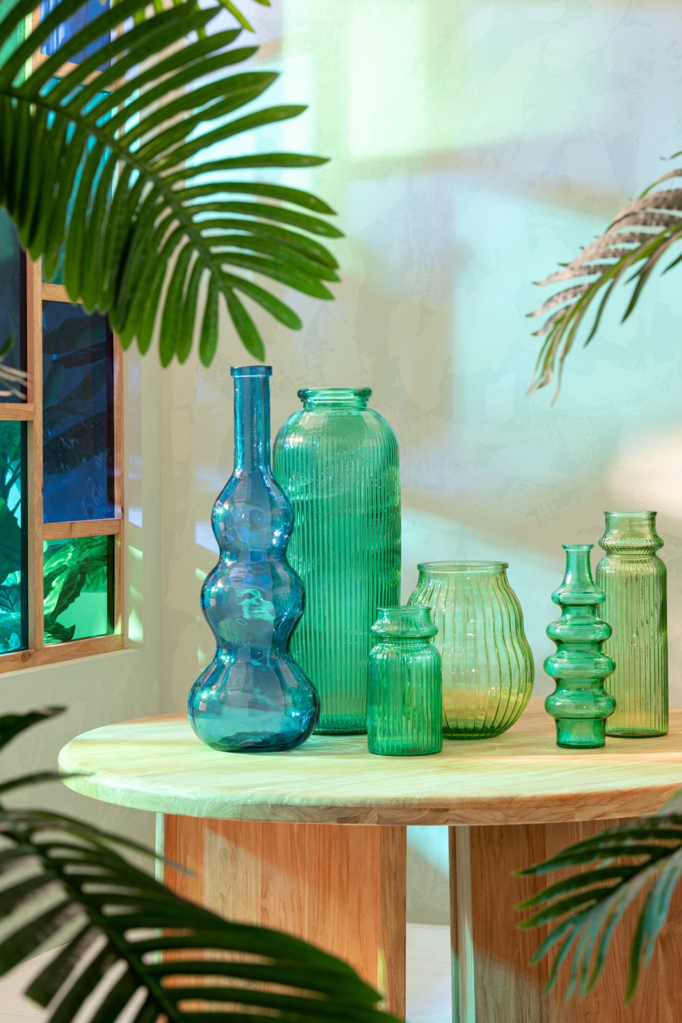Vaas Flievona Glas Groen H28 cm