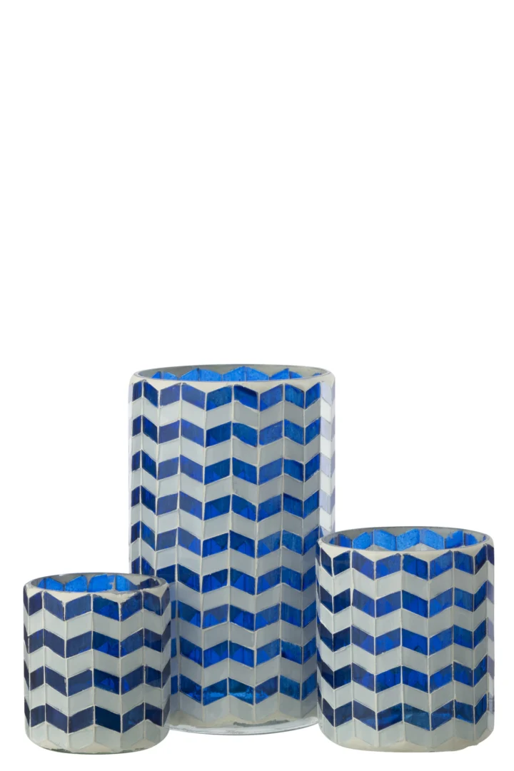 Kandelaar Bronnen Glas Blauw H18 cm - Afbeelding 2