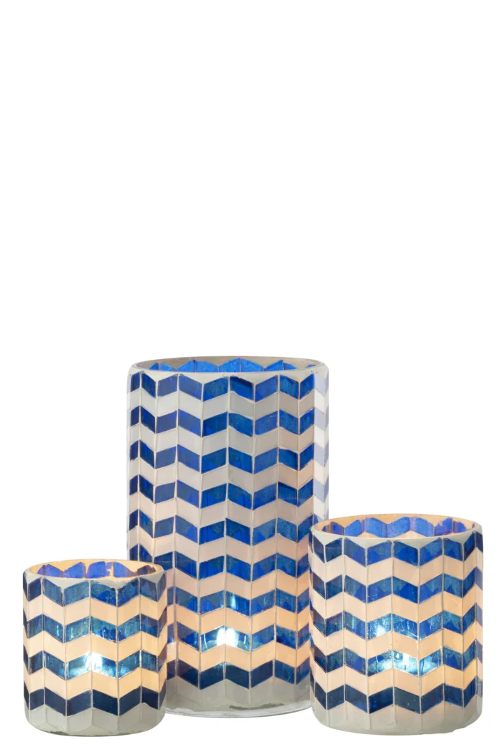 Kandelaar Bronnen Glas Blauw H18 cm - Afbeelding 3