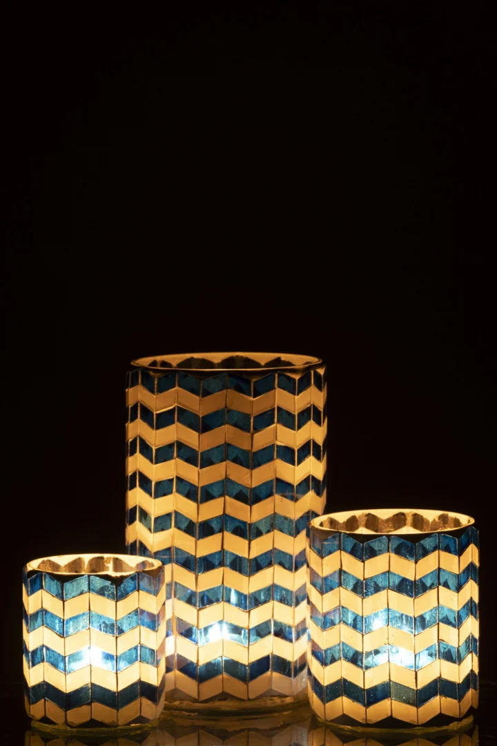 Kandelaar Bronnen Glas Blauw H18 cm - Afbeelding 4
