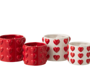 Bloempot Jaarde Keramiek Wit H13,8 cm - Set van 2