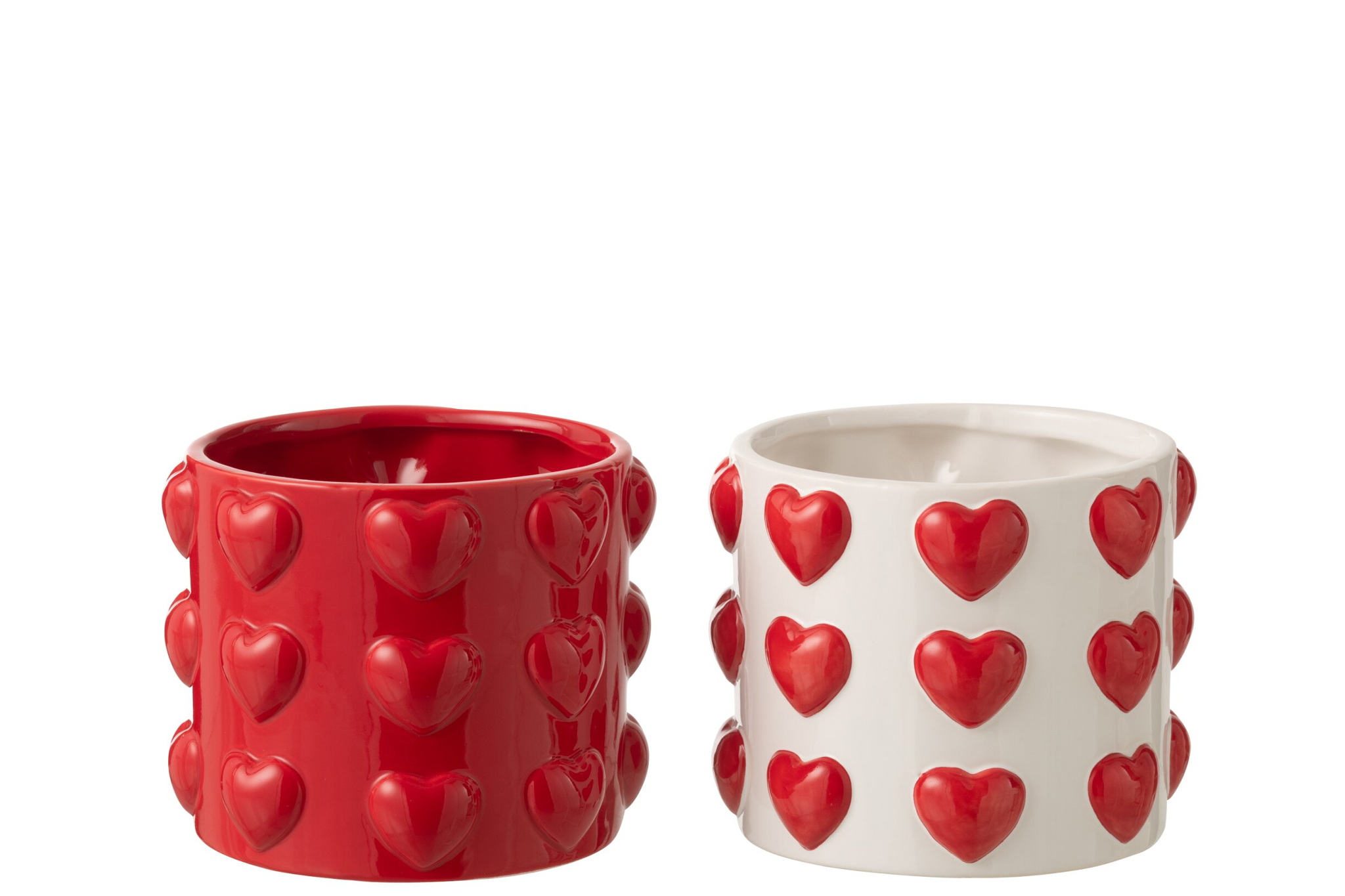Bloempot Jaarde Keramiek Wit H13,8 cm - Set van 2 - Afbeelding 2