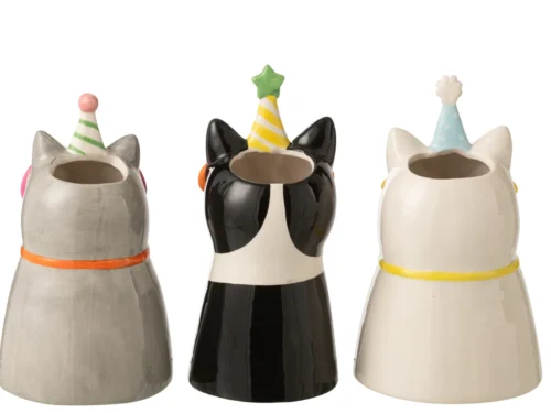Peilund keramieken vazen set van 3, meerkleurig, slanke 26 cm vazen met feestelijke vormen