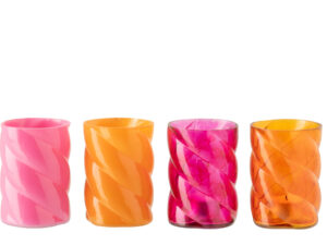 Hurricaneglas Halella Glas Oranje - Set van 4