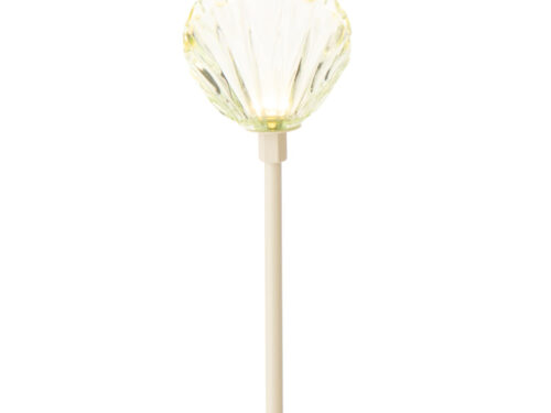 Tafellamp Saurris Groen H31 cm met slanke voet, geribbelde glazen kap en geïntegreerd LED-licht