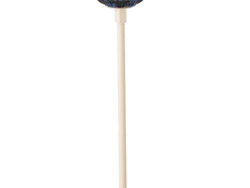 Tafellamp Viesura Blauw H37 cm met ribbelglas, slanke witte steel en LED-lichtpunt