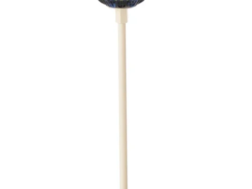Tafellamp Viesura Blauw H37 cm met ribbelglas, slanke witte steel en LED-lichtpunt