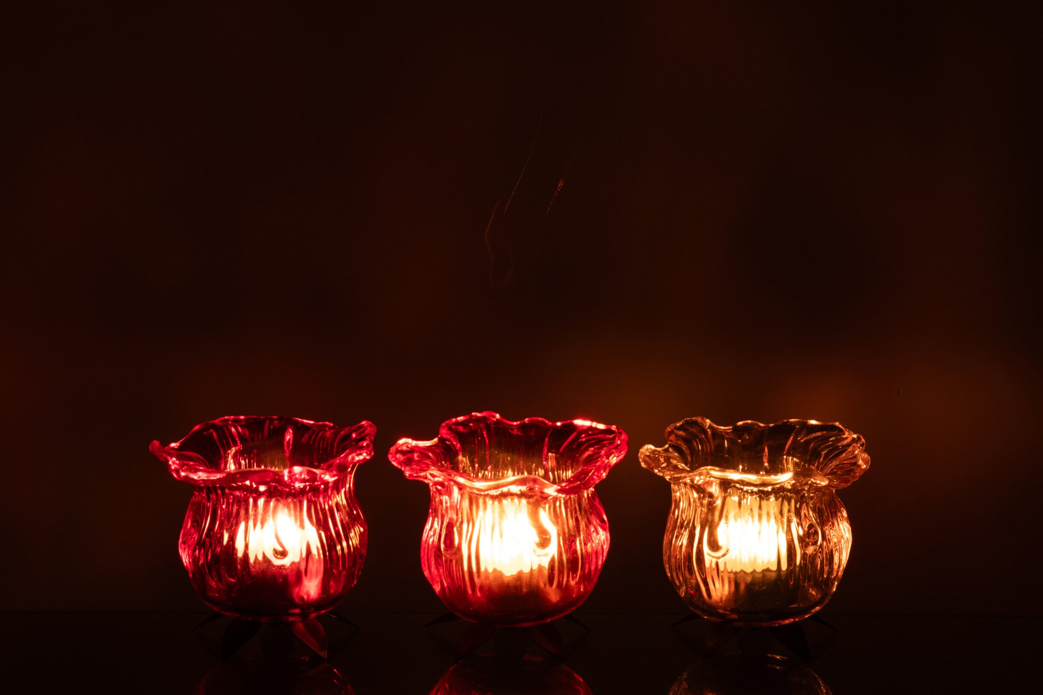 Waxinelichthouder Treirmal Glas Oranje - Set van 3 - Afbeelding 2