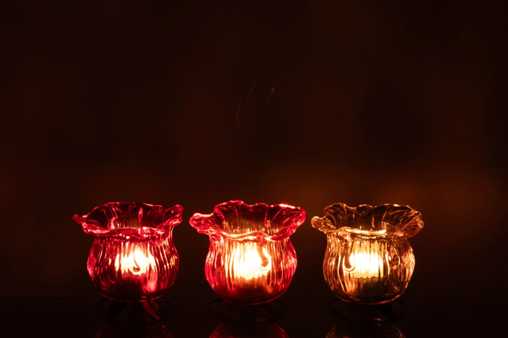 Waxinelichthouder Treirmal Glas Oranje - Set van 3 - Afbeelding 2