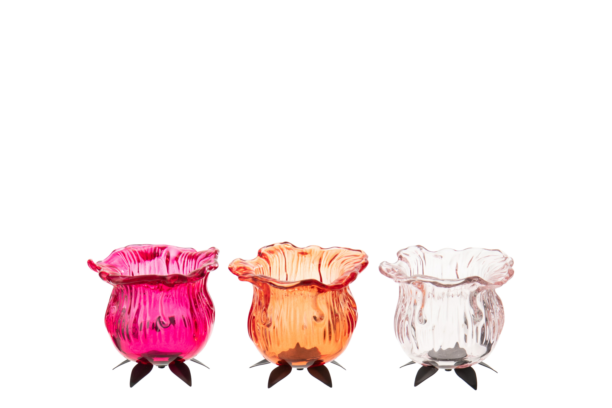 Waxinelichthouder Treirmal Glas Oranje - Set van 3 - Afbeelding 3