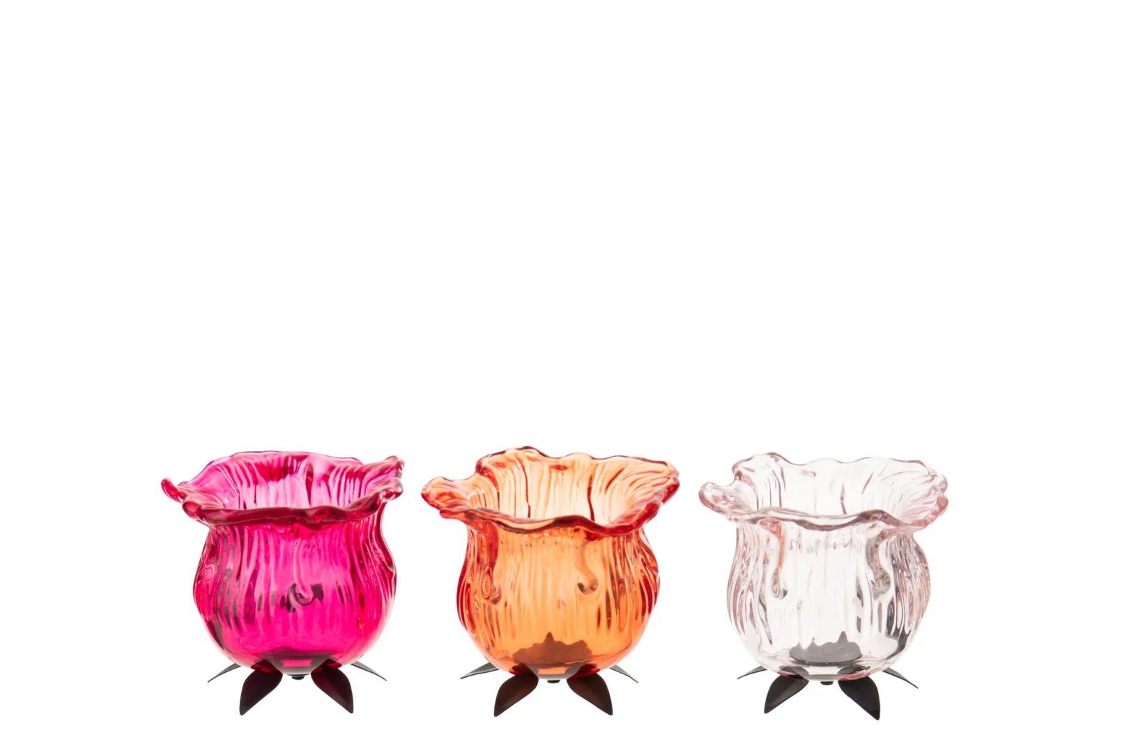 Waxinelichthouder Treirmal Glas Oranje - Set van 3 - Afbeelding 3
