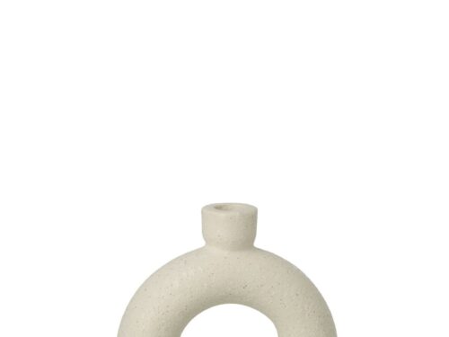Vaas Taldora Steen Wit H21 cm, ronde soliflore van steengoed in rustige witte tint