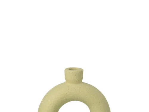 Vaas Niendia steen groen H21 cm, ronde soliflore van steengoed met zachte, compacte vorm
