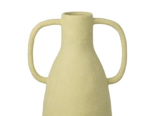 Vaas Paarrun Steen Groen H33,5 cm, mintgroen steengoed met slanke vorm en dubbele handgrepen