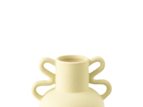 Vaas Letine groen steengoed met twee handgrepen en zacht matte afwerking, H21 cm
