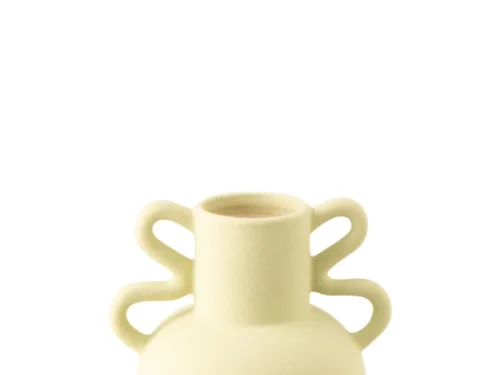Vaas Letine groen steengoed met twee handgrepen en zacht matte afwerking, H21 cm