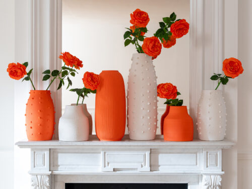 Oranje Vaas Stestira Steen H23 cm met stevige, compacte vorm en matte steengoed afwerking