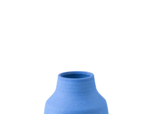 Vaas Tural blauw steengoed H23 cm met rustige, compacte vorm voor modern interieur