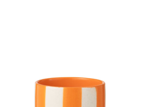 Bloempot Slintoro keramiek oranje-wit gestreept H11 cm, compact voor kleine plantjes