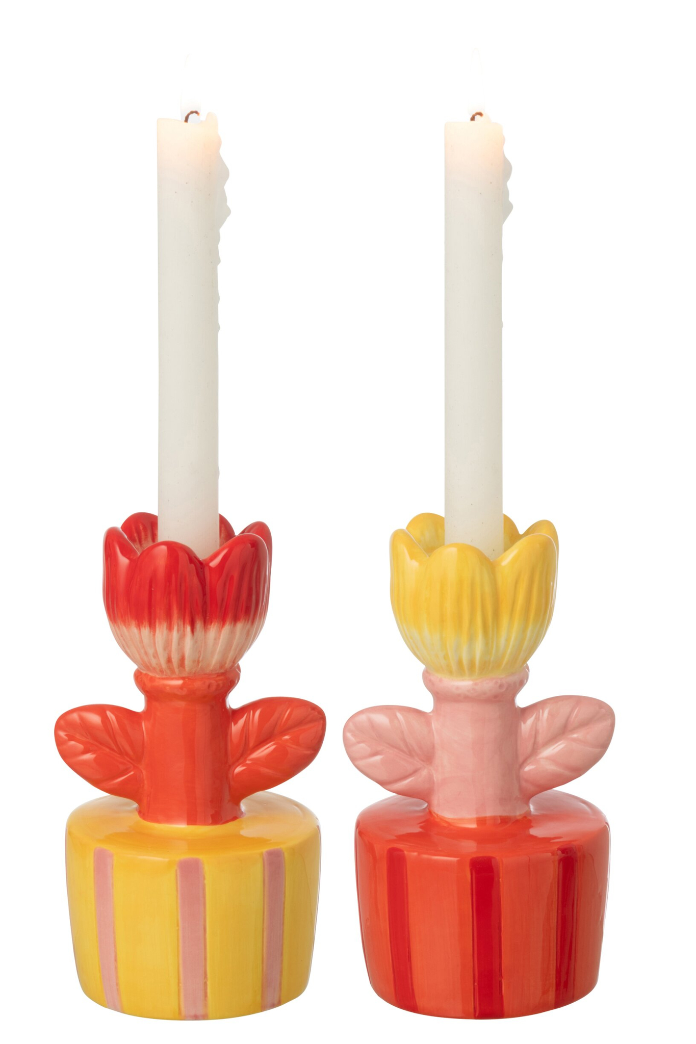 Kandelaar Troonnura Steen Meerkleurig H16 cm - Set van 2
