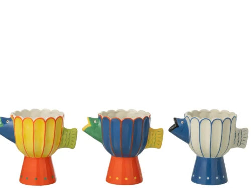 Vaas Nookane Dolomiet Blauw H18 cm, decoratieve vogelvormige vaas met glanzende afwerking en speels design