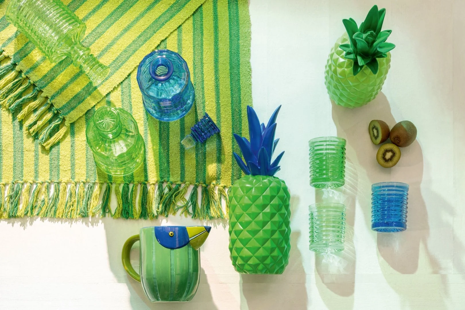 Drinkglas Boommum Glas Groen, geribbeld transparant groen glas met frisse, speelse uitstraling