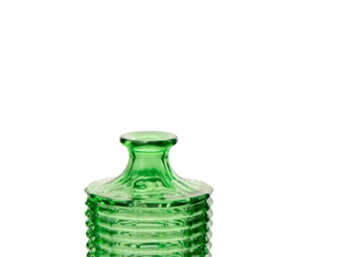 Karaf Bieltura Glas Groen met geribbelde afwerking en frisse groene kleur, staand met losse dop