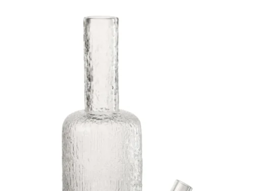 Decoratie Teki glazen fles transparant met reliëf, elegant en helder design