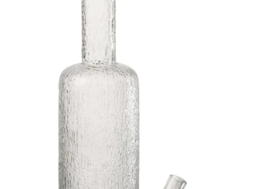 Decoratie Geirmello glas transparant, hoge reliëffles met bolvormig accessoire in helder glas